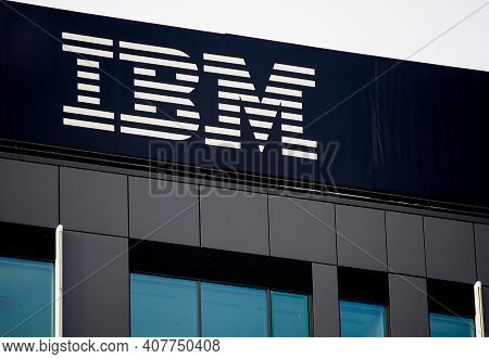 Bucharest, Romania - January 19, 2021: The Ibm Logo Is Seen On The Top Of The Ibm Romania Headquarte