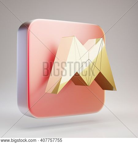 Neo Cryptocurrency Icon. Gold 3d Rendered Neo Symbol On Red Matte Gold Plate.