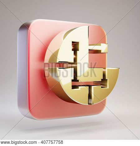 Neo Cryptocurrency Icon. Gold 3d Rendered Neo Symbol On Red Matte Gold Plate.