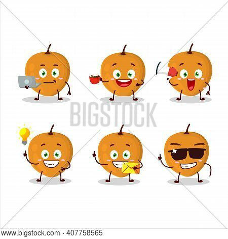 Lulo Fruit Cartoon Character With Various Types Of Business Emoticons