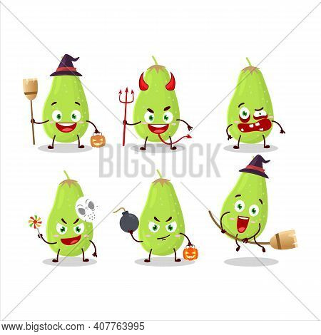 Halloween Expression Emoticons With Cartoon Character Of Bilimbi