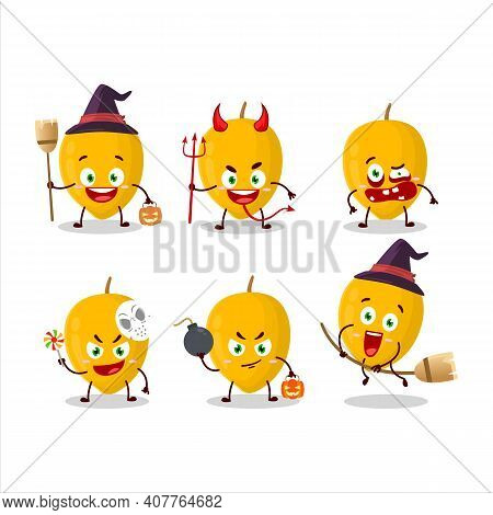 Halloween Expression Emoticons With Cartoon Character Of Canistel