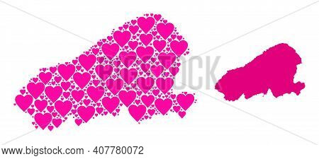 Love Collage And Solid Map Of Kahoolawe Island. Collage Map Of Kahoolawe Island Is Composed With Pin