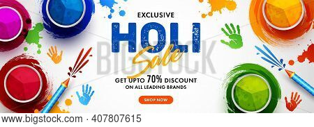 Vector Illustration Of Holi Banner For Sale And Promotion For Festival Of Colors Celebration With Me