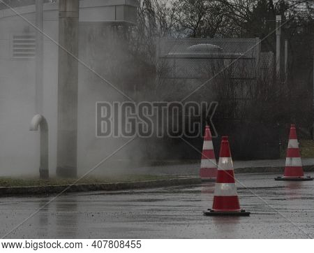 Pylon As Floor Marking Or Road Marking, Visible Marking For Road Safety