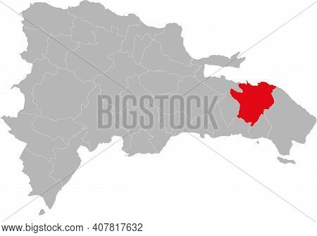 El Seibo Province Isolated Dominican Republic Map. Gray Background. Business Concepts And Background