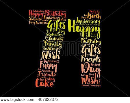 Happy 71st Birthday Word Cloud, Holiday Concept Background