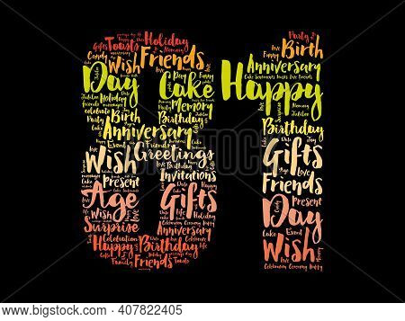 Happy 81st Birthday Word Cloud, Holiday Concept Background