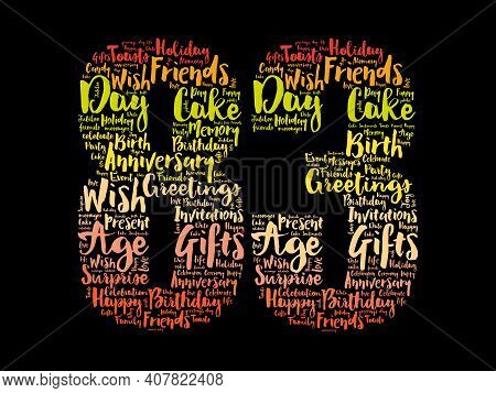 Happy 83rd Birthday Word Cloud, Holiday Concept Background