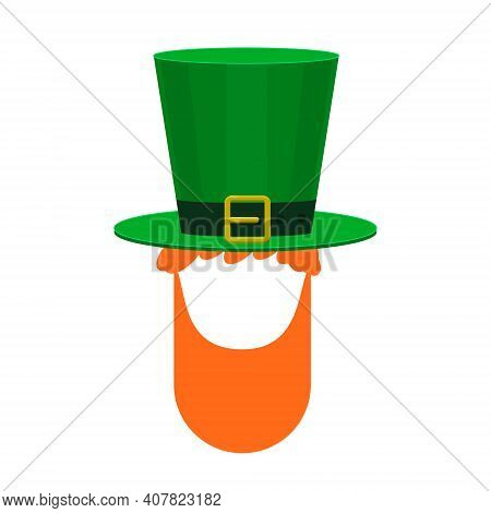 Logo Of A Man Without A Face With An Orange Beard And A Green Hat. The Logo Can Be Used In Seasonal 
