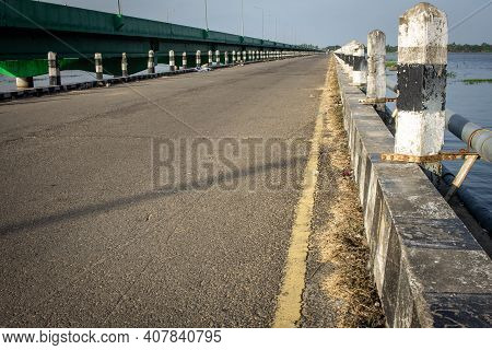 View Of Palar Ecr Bridge Across Palar River In Tamil Nadu, India. Old Abandoned Bridge Across Palar 