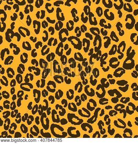 Abstract Modern Leopard Seamless Pattern. Animals Trendy Background. Beige And Black Decorative Vect