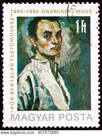 Hungary - Circa 1980: A Stamp Printed In Hungary Shows Bertalan Por, Self-portrait, Was A Hungarian 
