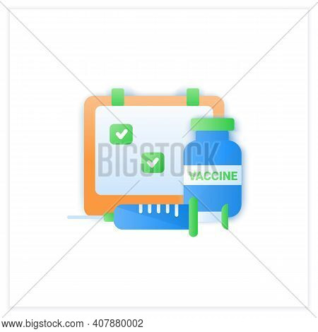 Vaccine Schedule Flat Icon. Vaccination Timetable. Clinical Trial. Cure Search, Vaccine Development.