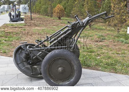 Sevastopol, Crimea, Russia - July 28, 2020: Regimental Mortar Pm-43 Caliber 120 Mm In The Memorial C
