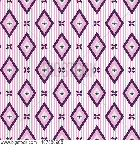 Textured Purple Diamond Geometric Seamless Pattern Background