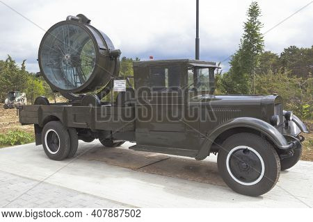 Sevastopol, Crimea, Russia - July 28, 2020: Anti-aircraft Vehicle Searchlight Installation Z-15-14 O