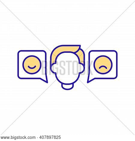 Influence Of Work Conditions On Mood Of New Worker Yellow Rgb Color Icon. Changeable Sentiment. Eval