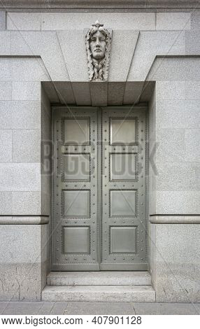 London, Uk, May 2014 - Door Of The Ici Building In The City Of London, Uk