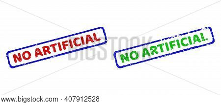 Vector No Artificial Framed Watermarks With Distress Style. Rough Bicolor Rectangle Seal Stamps. Red