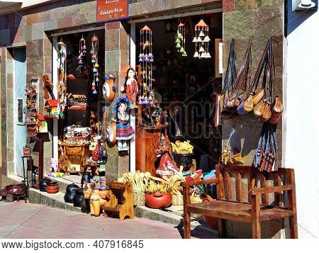 Chordeleg, Ecuador - October 10, 2018: Small Town In Azuay Province Of Ecuador Is Widly Known For Ma