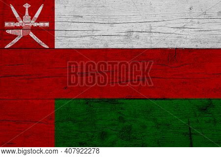 Flag Of Oman. Wooden Texture Of The Flag Of Oman.
