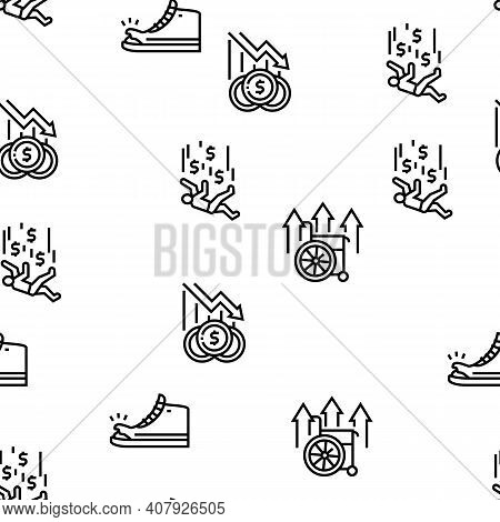 Poverty Destitution Vector Seamless Pattern Thin Line Illustration