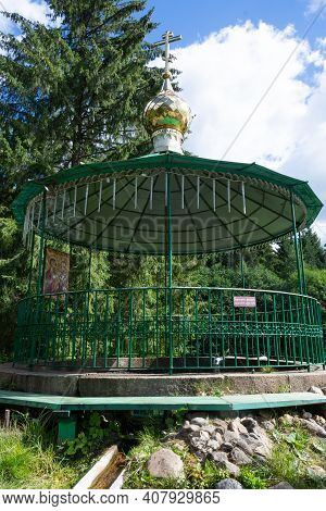 Russia - August 19, 2020. Font. The Holy Key. Okovetsky Holy Spring. Okovtsy, Selizharovsky District