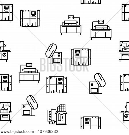 Chocolate Production Vector Seamless Pattern Thin Line Illustration