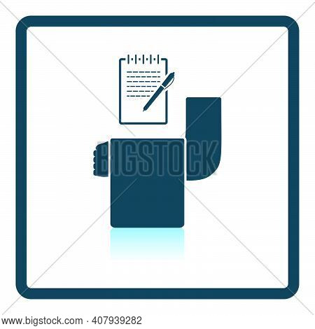 Waiter Take Oder Icon. Square Shadow Reflection Design. Vector Illustration.