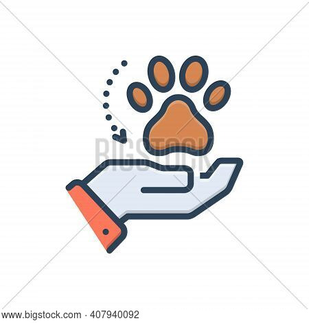 Color Illustration Icon For Adoption Acceptance Espousal Animal Veterinarian Paw Care