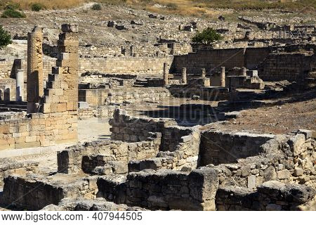 Kamiros, Rhodes / Greece - June 23, 2014: Ancient Kamiros Ruins Area, Rhodes, Dodecanese Islands, Gr