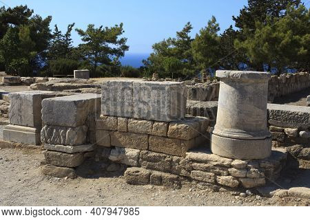 Kamiros, Rhodes / Greece - June 23, 2014: Ancient Kamiros Ruins Area, Rhodes, Dodecanese Islands, Gr