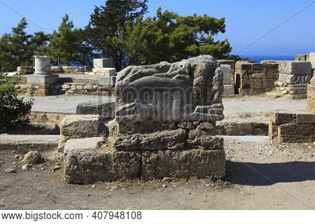 Kamiros, Rhodes / Greece - June 23, 2014: Ancient Kamiros Ruins Area, Rhodes, Dodecanese Islands, Gr