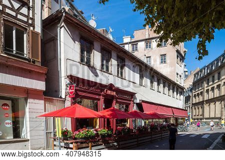 Strasbourg, France - July 29, 2017: Chez Marco Cintra Bar The Iconic Bar In Central Strasbourg A Few