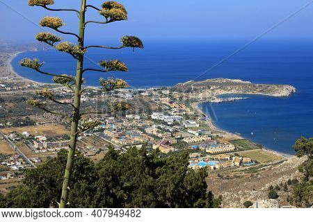 Tsampika, Rhodes / Greece - June 23, 2014: Tsampika View And Surrounding Mountains On The East Coast