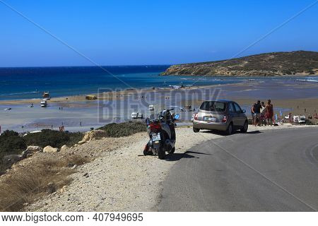 Prasonissi, Rhodes / Greece - June 23, 2014: The Road To Cape Of Akra Prasonisi, Rhodes, Dodecanese 