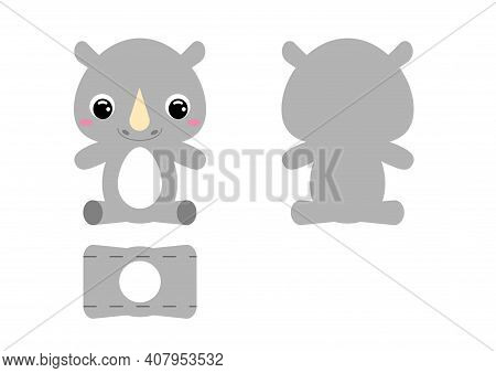 Diy Cute Rhino Chocolate Egg Holder Template. Retail Paper Box For The Easter Egg. Printable Color S