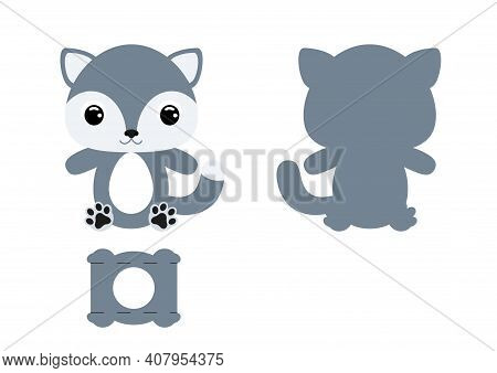 Diy Cute Wolf Chocolate Egg Holder Template. Retail Paper Box For The Easter Egg. Printable Color Sc