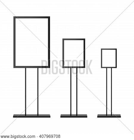 Floor Standing Display And Sign Stand For Advertising, Isolated On White Background. Vector Illustra
