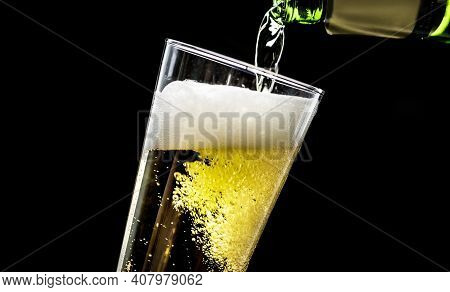 A Glass Of Cold Beer Macro Photography