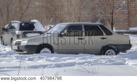 Kazakhstan, Ust-kamenogorsk, February 20: 2020: Lada Samara (vaz 21099, Lada Sputnik) Old Russian Ca