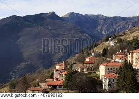 Triora (im), Italy - February 15, 2017: View From The Witches Village Of Triora, Imperia, Liguria, I