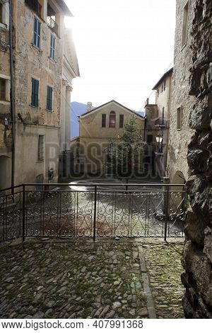 Triora (im), Italy - February 15, 2017: Old Houses In The Witches Village Of Triora, Imperia, Liguri