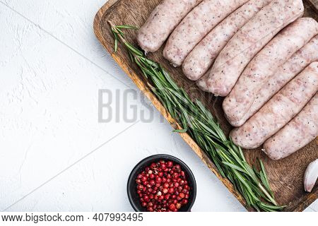 Traditional Mest Sausages With Space For Text, On White Background.