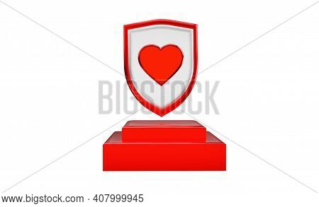 3d Red Hearts Isolated On White Background Close-up. A Symbol Of Love And All Lovers. Traditional Si