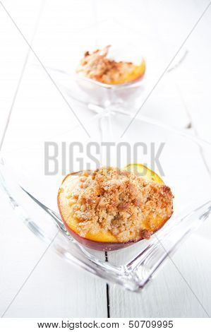 Fried Peach With Amaretto Cookies Dessert