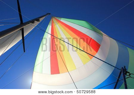 The Wind Has Filled Colorful Spinnaker Sail