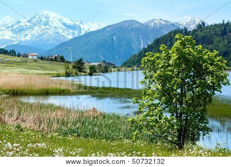 Summer Mountain Landscape With Lake (italy)
