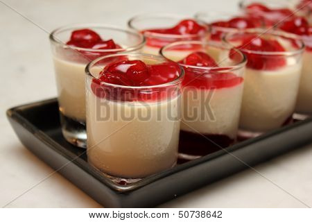 Panacotta Cocktail Decorated With Cherry Filling